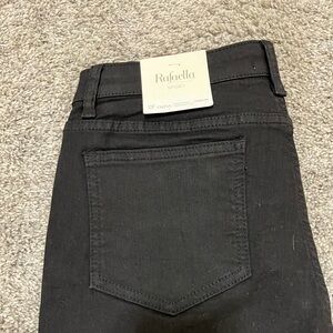 Rafaella Womens Curvy Fit Gabardine Slim Leg Pant, Black,  Size 10 petite